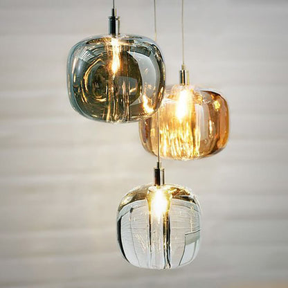 Modern Clear Glass 1-Light Cube Pendant Light