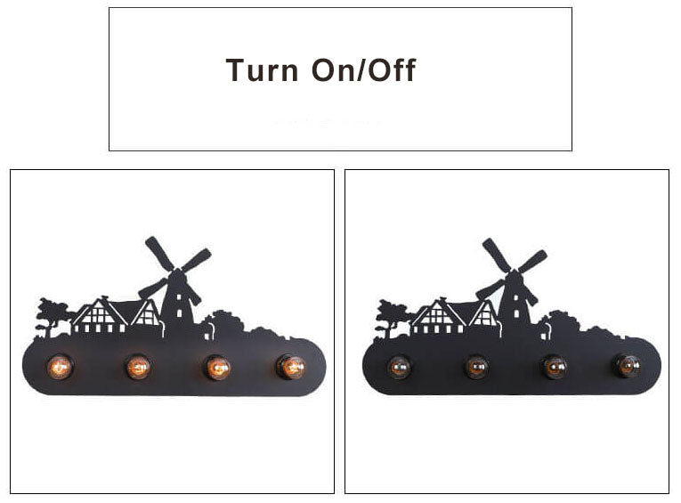 مصباح حائط إبداعي من الحديد المطاوع بأربعة مصابيح 