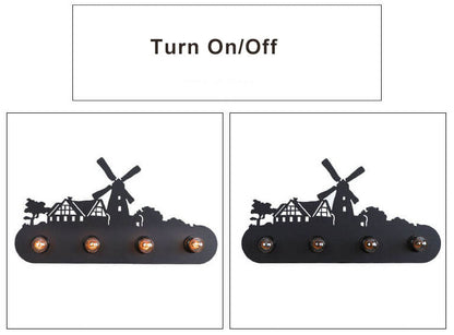 مصباح حائط إبداعي من الحديد المطاوع بأربعة مصابيح 