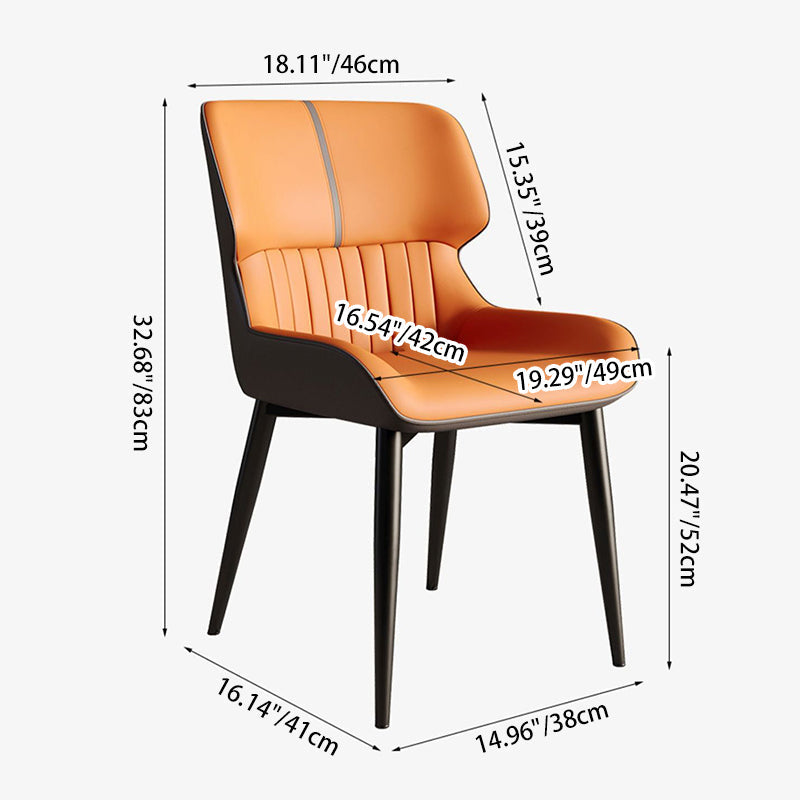Contemporary Nordic Square Upholstered Curved Backrest PU Leather Carbon Steel Dining Chair For Dining Room