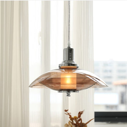 Contemporary Nordic Iron Glass Round Shape 1-Light Pendant Light For Bedroom
