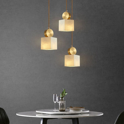 Nordic Geometric Metal 1-Light Faux Marble Pendant Light