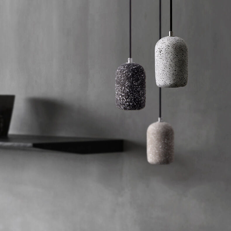 Modern Terrazzo Cylindrical LED Cement LED Pendant Light
