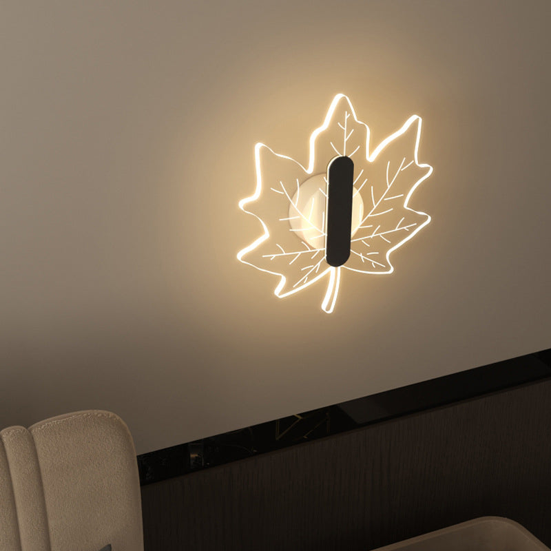 مصباح حائط LED إبداعي على شكل ورقة القيقب من الأكريليك بتصميم آرت ديكو الحديث