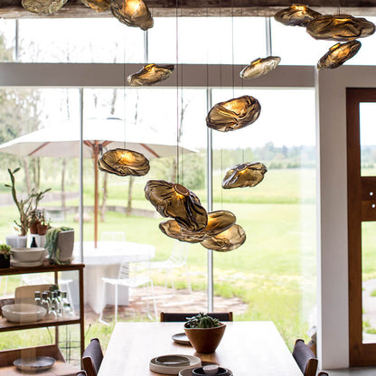 Modern Shaped Glass 1-Light Cloud Suspension Pendant Light