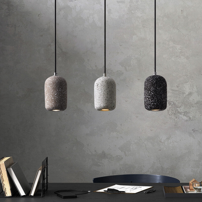 Modern Terrazzo Cylindrical LED Cement LED Pendant Light