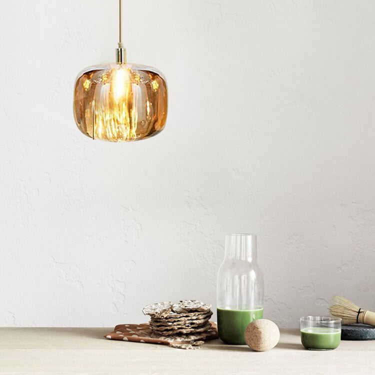 Modern Clear Glass 1-Light Cube Pendant Light