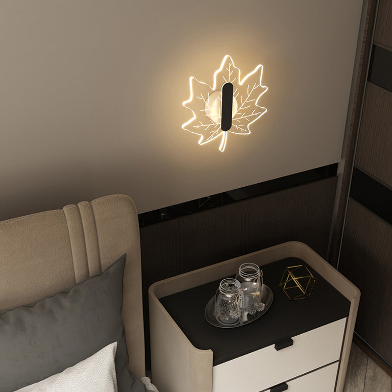 مصباح حائط LED إبداعي على شكل ورقة القيقب من الأكريليك بتصميم آرت ديكو الحديث