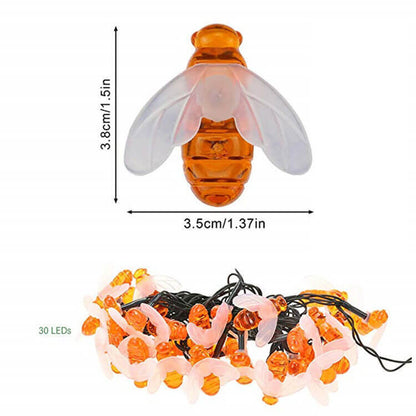 Wasserdichte LED-Lichterkette mit Solar-Bienen für den Außenbereich – ideal für Festivals und Partys 