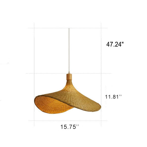 Woven Bamboo 1-Light Straw Hat Pendant Light