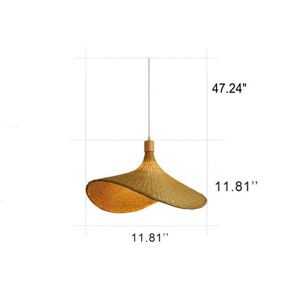 Woven Bamboo 1-Light Straw Hat Pendant Light