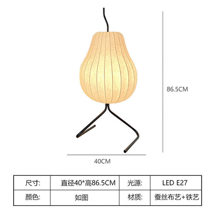 Japanese Wabi-sabi Pear Silk Fabric Iron 1-Light Floor Lamp