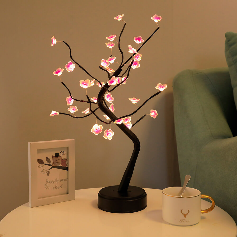 Bonsai Tree Light Plum Blossom Light Remote Control Small Led Table Lamps