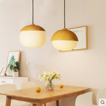 Modern Beige Nut 1-Light Globe Pendant Light