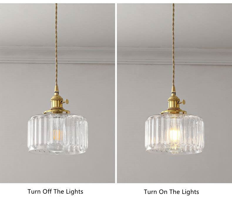 Textured Linear Glass 1-Light Single Drum Pendant Light