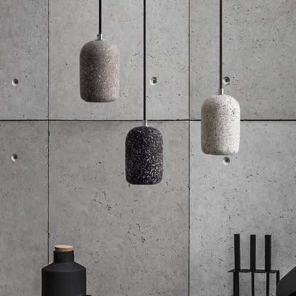 Modern Terrazzo Cylindrical LED Cement LED Pendant Light