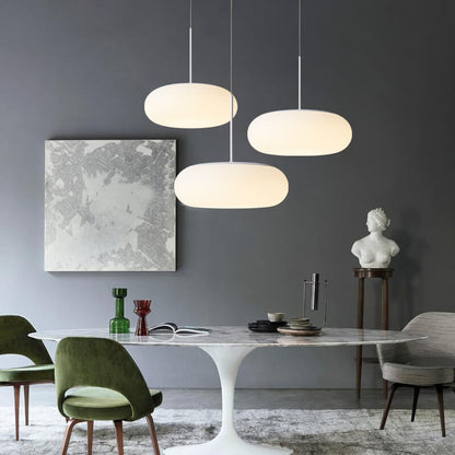 Modern Minimalist Plastic White 1-Light Drum LED Pendant Light