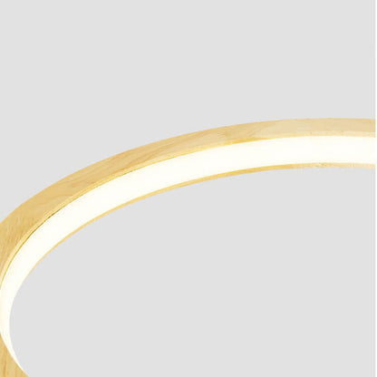 Modern Minimalist Wooden Linear Round 1-Light LED Chandeliers