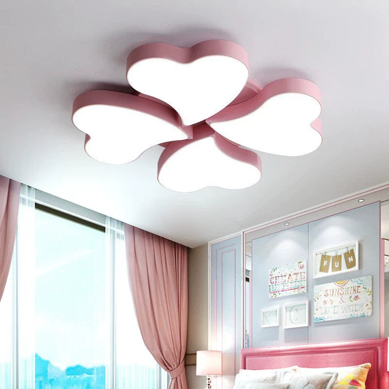Contemporary Creative Four Leaf Heart Acrylic Shade Hardware LED Flush Mount Ceiling Light For Living Room