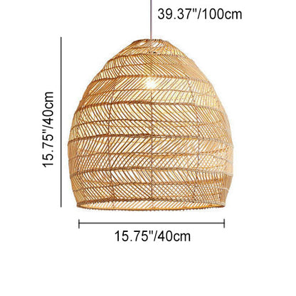 Rattan Weaving 1-Light Dome Pendant Light
