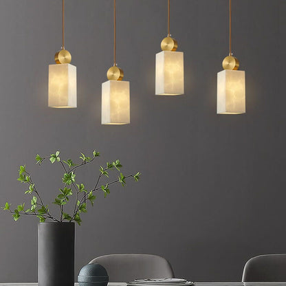 Nordic Geometric Metal 1-Light Faux Marble Pendant Light