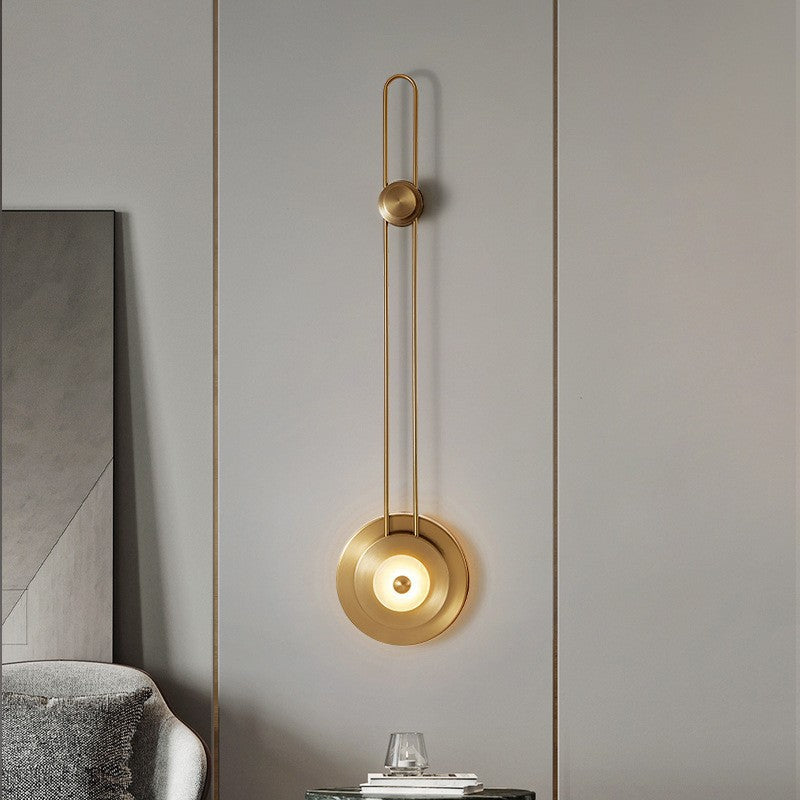 Contemporary Luxury Jade Stone Iron Gold Finish Round Frame LED Wall Sconce Lamp For Living Room
