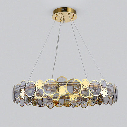 Modern Round Iron Glass 6/8 Light Led Chandeliers