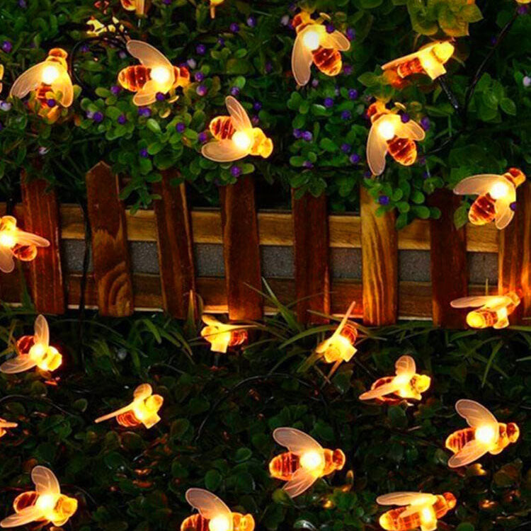 Wasserdichte LED-Lichterkette mit Solar-Bienen für den Außenbereich – ideal für Festivals und Partys 