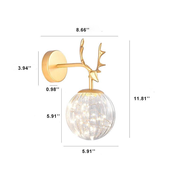Modern Antler Glass Ball LED Wall Sconce Lamps