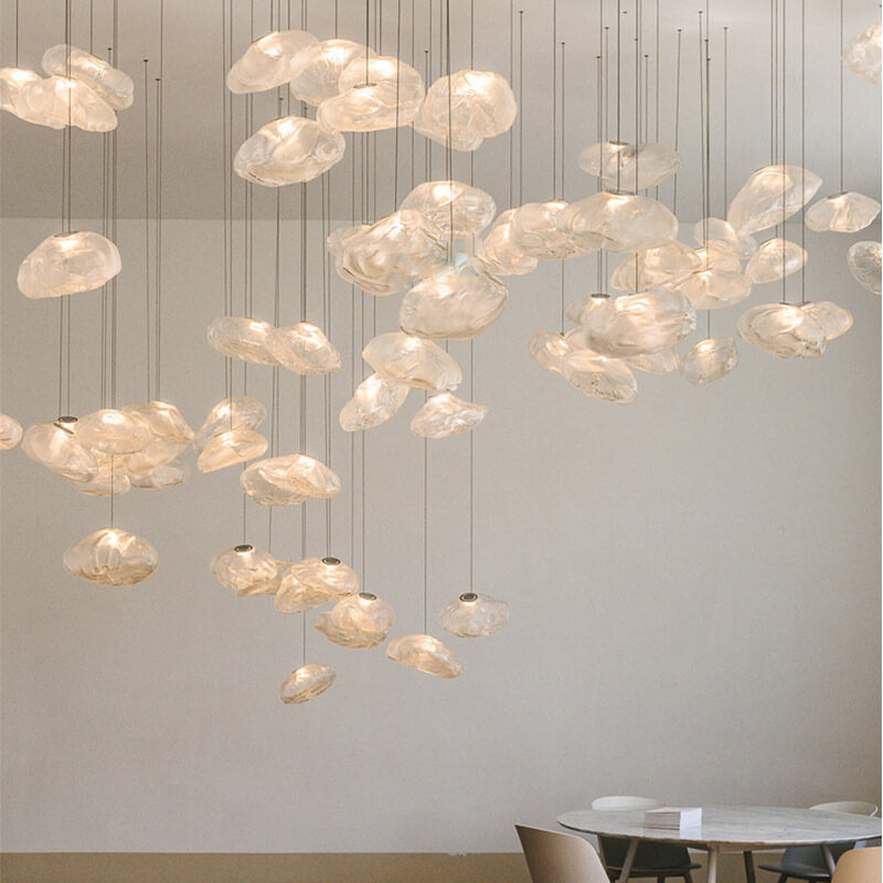 Modern Shaped Glass 1-Light Cloud Suspension Pendant Light
