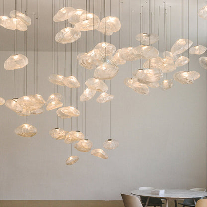 Modern Shaped Glass 1-Light Cloud Suspension Pendant Light