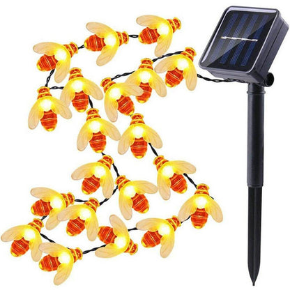 Wasserdichte LED-Lichterkette mit Solar-Bienen für den Außenbereich – ideal für Festivals und Partys 