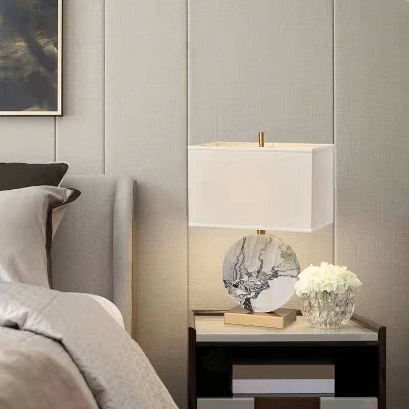 Chinese Simple Marble Texture 1-Light Table Lamp