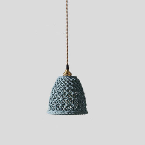 Modern Japanese Porcelain Openwork 1-Light Dome Pendant Light