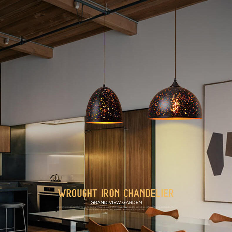Industrial Rust Iron 1-Light Pendant Light 7 Design