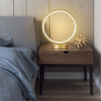 Modern Minimalist Circle Copper Silicone LED Table Lamps For Bedroom