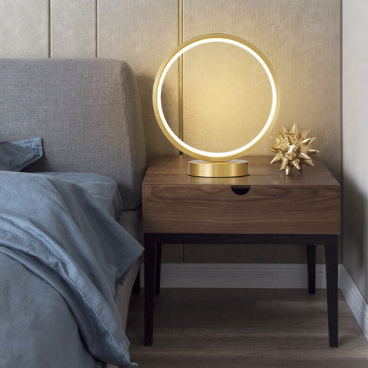 Modern Minimalist Circle Copper Silicone LED Table Lamps For Bedroom