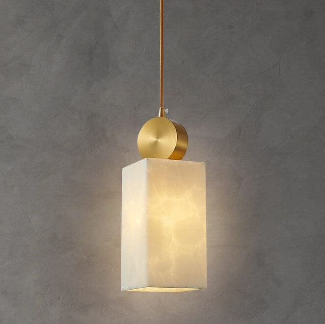 Nordic Geometric Metal 1-Light Faux Marble Pendant Light