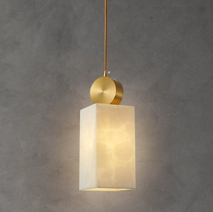 Nordic Geometric Metal 1-Light Faux Marble Pendant Light