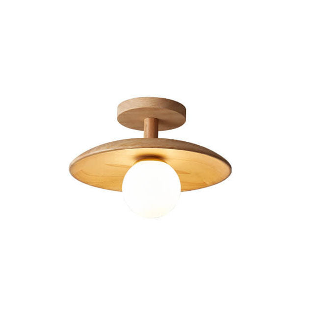 Nordic Creative Wooden Dome 1-Light Semi-Flush Mount Ceiling Light