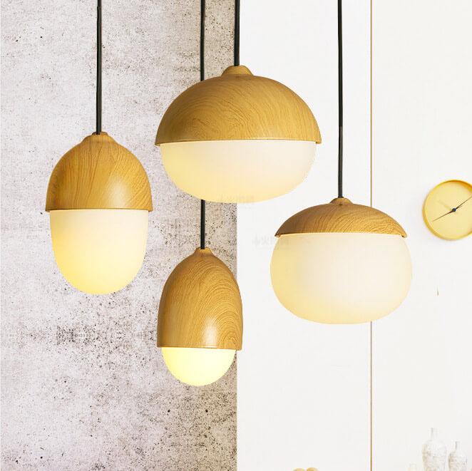 Modern Beige Nut 1-Light Globe Pendant Light
