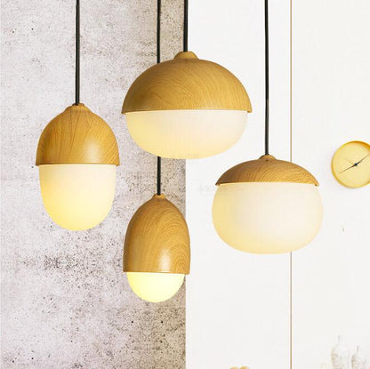 Modern Beige Nut 1-Light Globe Pendant Light