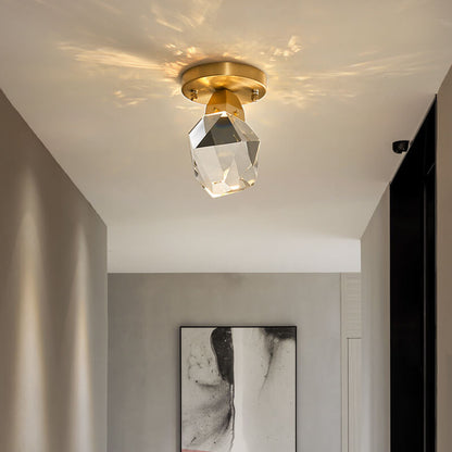 Crystal 1-Light Diamond Shade  Semi-Flush Mount Lighting
