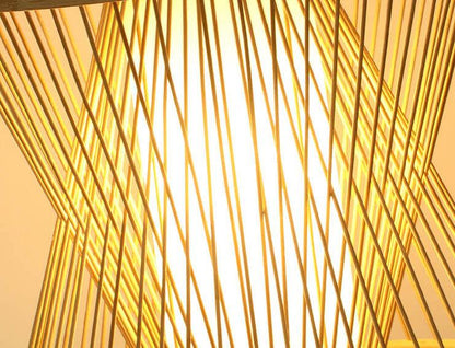Bamboo Weaving Geometry Hourglass Shade 1-Light  Pendant Light