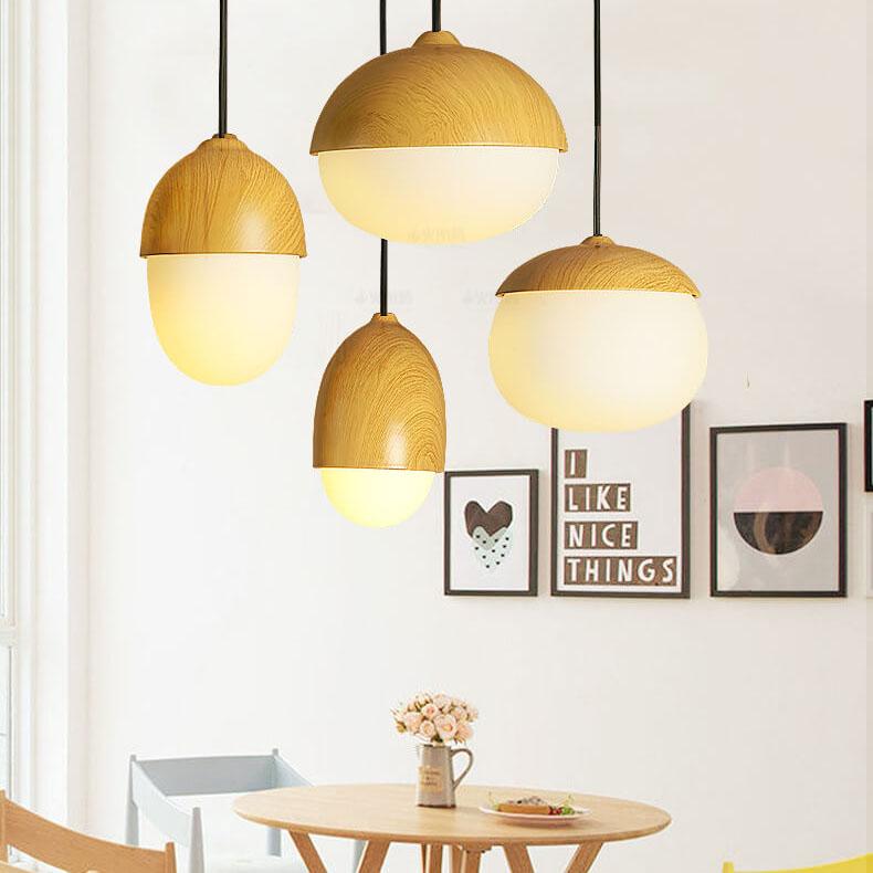 Modern Beige Nut 1-Light Globe Pendant Light