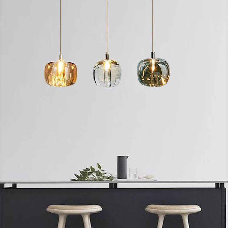 Modern Clear Glass 1-Light Cube Pendant Light