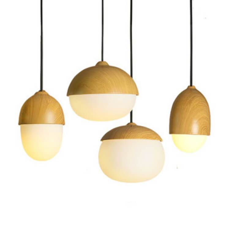 Modern Beige Nut 1-Light Globe Pendant Light