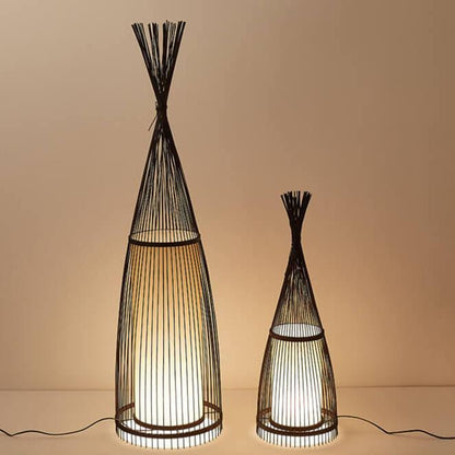 Bamboo Weaving 1-Light Hut Shaped Standing Floor Lamps