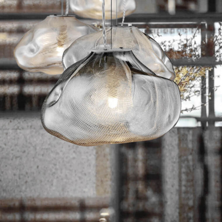 Modern Shaped Glass 1-Light Cloud Suspension Pendant Light
