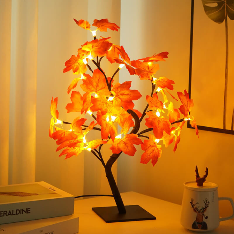 LED Maple Leaf Light 24 Lights Christmas Day Decoration USB Tree Table Lamp